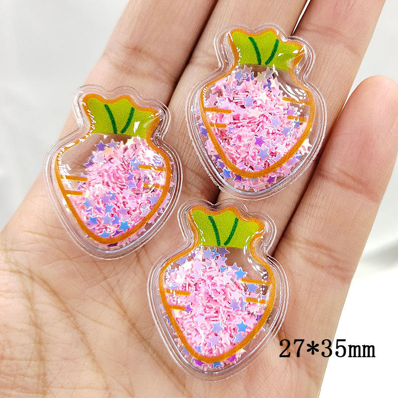 Wholesale Quicksand Fruit PVC Transparent Sequin Children's Hair Clip DIY Accessories
